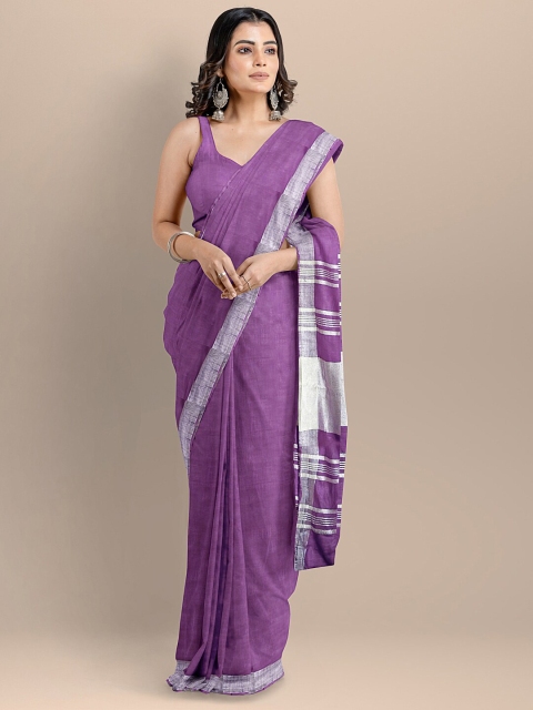

BharatSthali Purple & Grey Pure Cotton Mangalagiri Saree