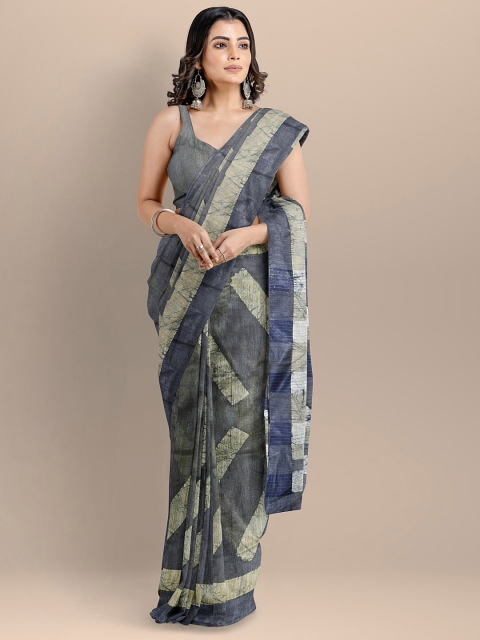 

BharatSthali Blue & Grey Silk Cotton Venkatgiri Saree