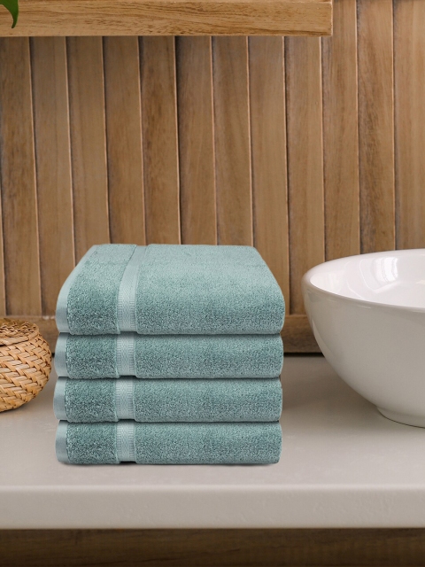 

Trident Set Of 4 Sea Green Solid Pure Cotton 535 GSM Hand Towels