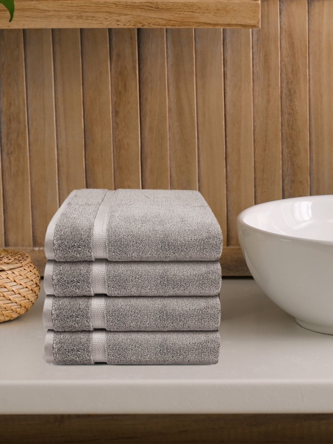 

Trident Set Of 4 Grey Solid 535 GSM Pure Cotton Hand Towels