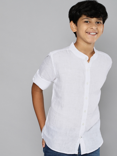 

M&H Juniors Boys White Slim Fit Opaque Casual Shirt