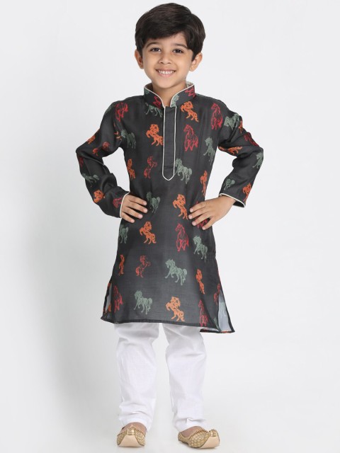

JBN Creation Boys Black & White Printed Regular Kurta with Pyjamas