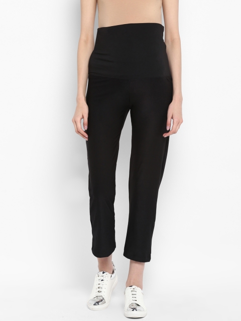 

Mamacouture Women Black Solid Slim Fit Maternity Foldable Track Pants