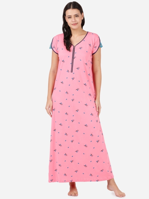 

TRUNDZ Women Pink Printed Maxi Nightdress