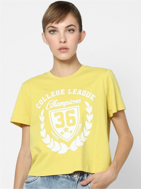 

ONLY Women Yellow Typography T-shirt
