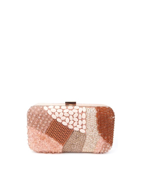 

ODETTE Women Pink Embellished Clutch Detachable Strap
