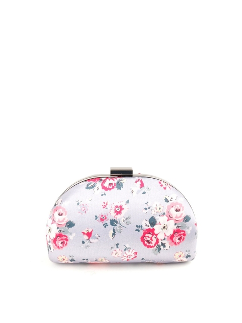 

ODETTE Grey & Peach-Coloured Printed Box Clutch