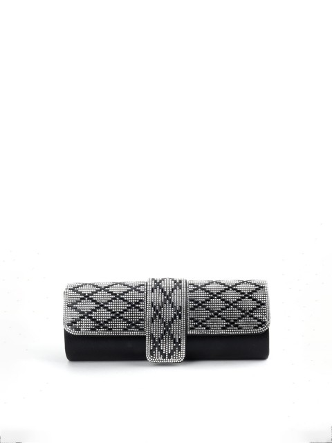 

ODETTE Women Black & Silver-Toned Embellished Purse