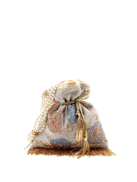 

ODETTE Women Gold-Toned & Blue Embellished Potli