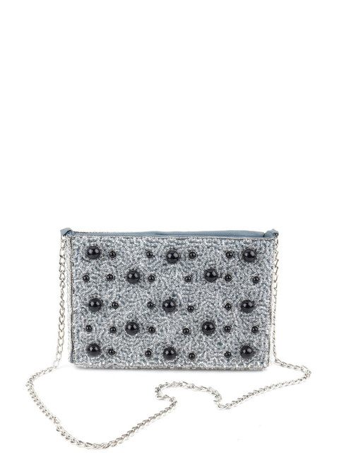 

ODETTE Grey & Black Embellished Purse Clutch