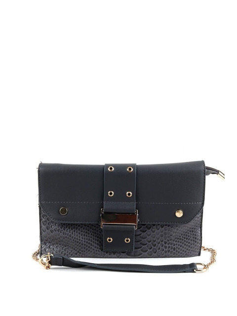 

ODETTE Women Grey Textured Foldover Clutch