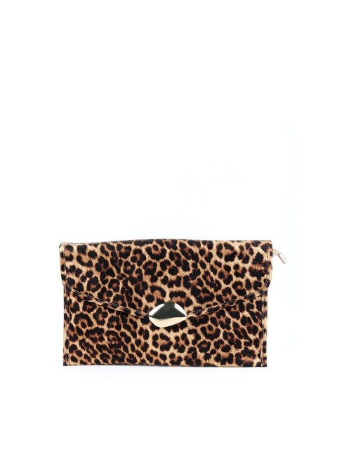 

ODETTE Brown & Gold-Toned Printed Purse Clutch