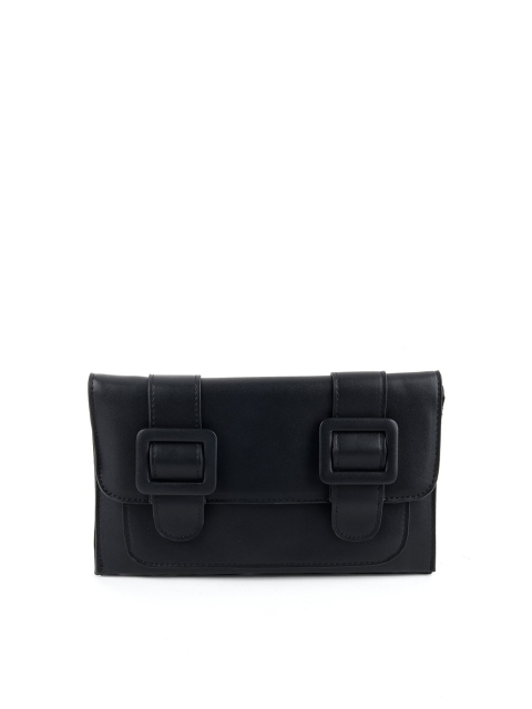 

ODETTE Black & Gold-Toned Foldover Clutch