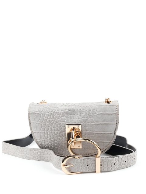 

ODETTE Women Grey Animal Textured Clutch