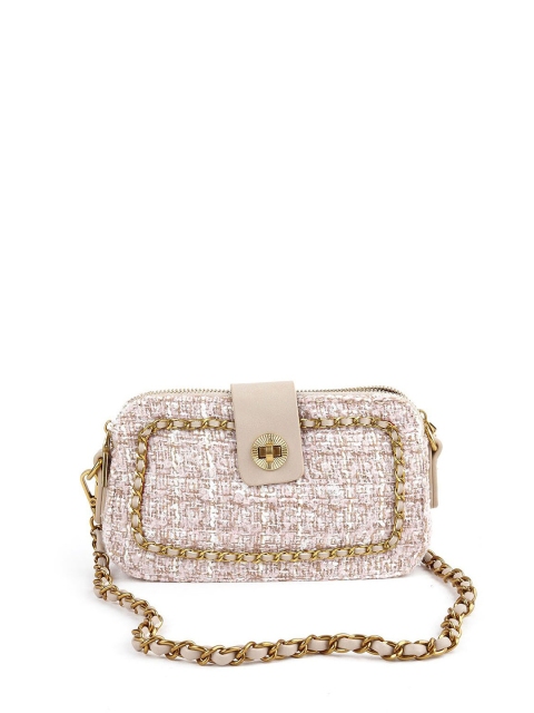 

ODETTE Beige & Pink Textured Purse Clutch