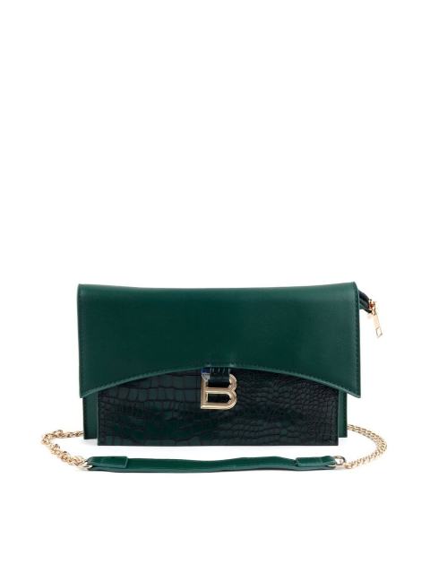 

ODETTE Women Green Textured Foldover Clutch