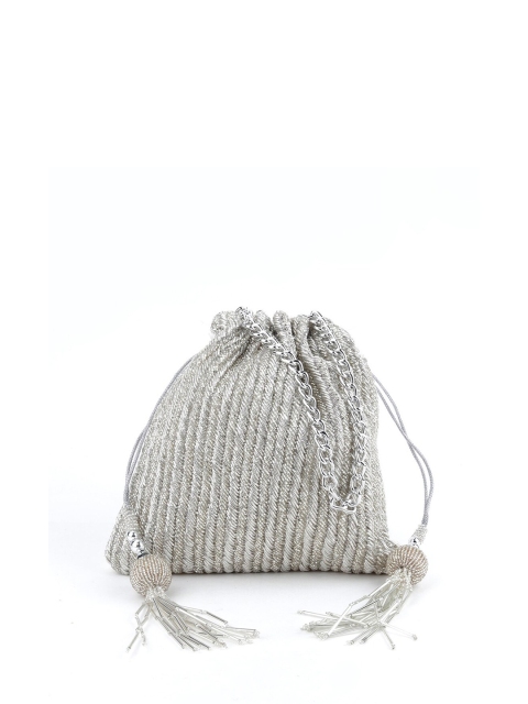

ODETTE Women Silver-Toned Embellished Potli
