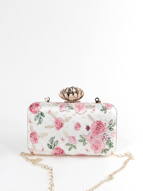 

ODETTE White & Pink Embellished Box Clutch