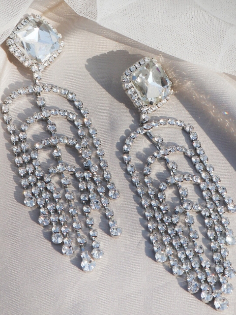 

JOKER & WITCH Silver-Toned & Stones Studded Contemporary Drop Earrings