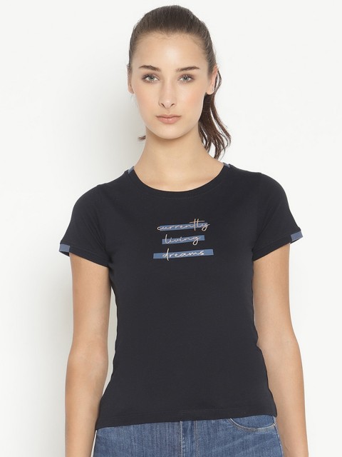 

METTLE Men Navy Blue Typography Printed Cotton T-shirt