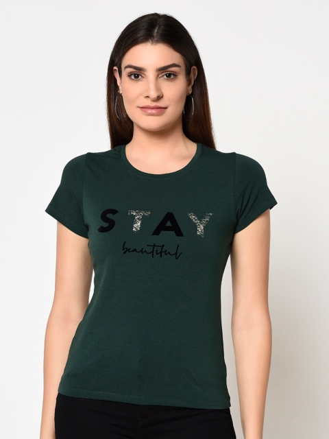 

METTLE Men Green & Black Typography Printed T-shirt