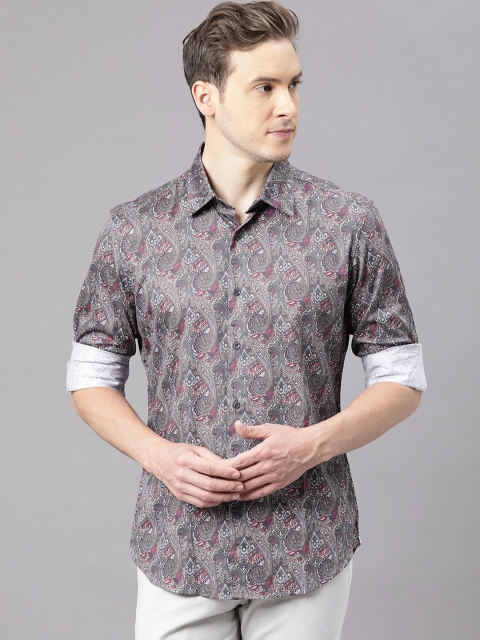 

RARE RABBIT Men Grey Tailored Fit Opaque Printed Casual Shirt