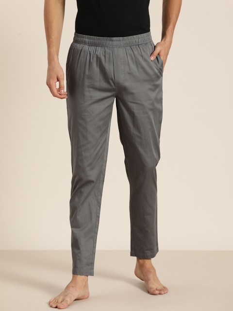 

ether Men Charcoal Grey Solid Pure Cotton Lounge Pants