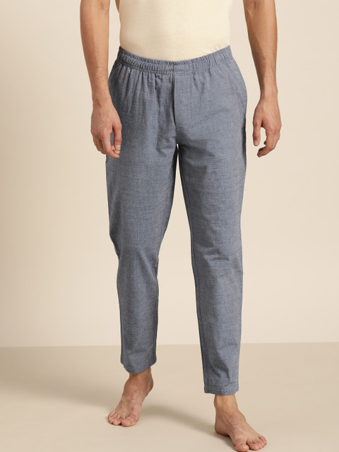 

ether Men Blue Solid Cotton Lounge Pants