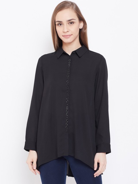 

Madame Women Black Opaque Casual Shirt