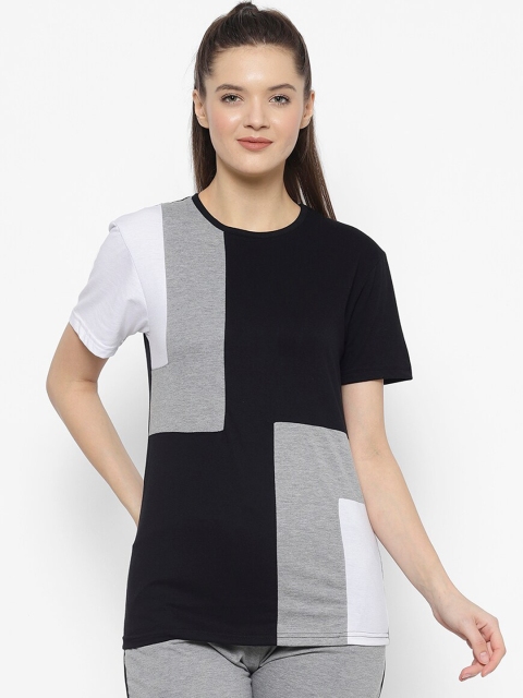 

VIMAL JONNEY Women Black & Grey Colourblocked Night suit