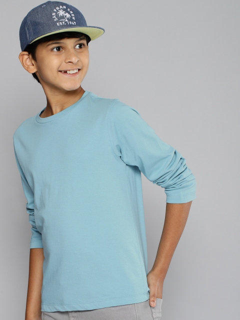 

MH Juniors Boys Blue Pure Cotton Solid Round Neck Pure Cotton T-shirt