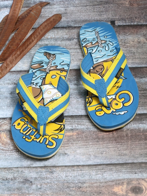 

Solethreads Unisex Kids Blue & Yellow Printed Thong Flip-Flops