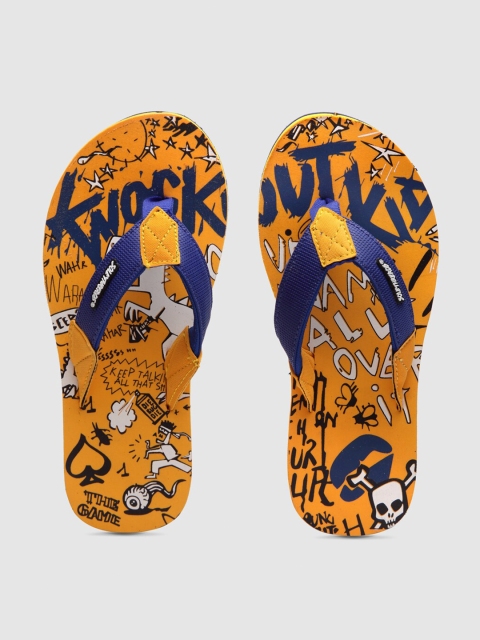 

Solethreads Unisex Kids Orange & Blue Printed Thong Flip-Flops