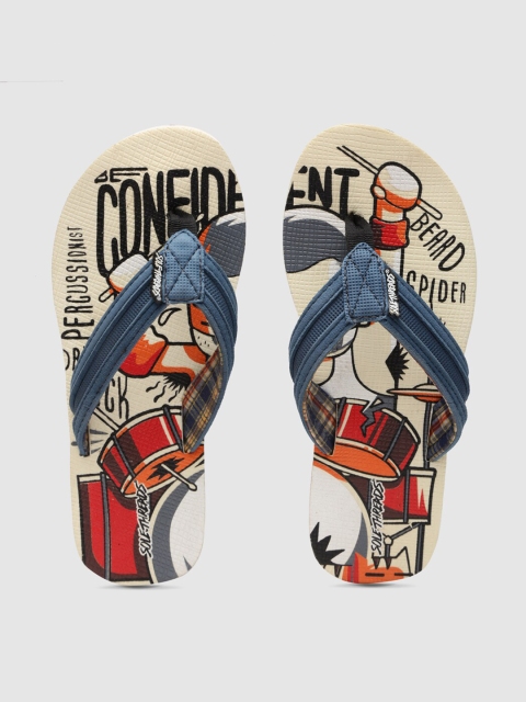 

Solethreads Kids Blue & Beige Printed Thong Flip-Flops