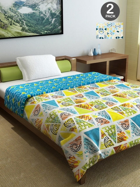 

Divine Casa Yellow & Blue Set of 2 Mild Winter 120 GSM Single Bed Comforter
