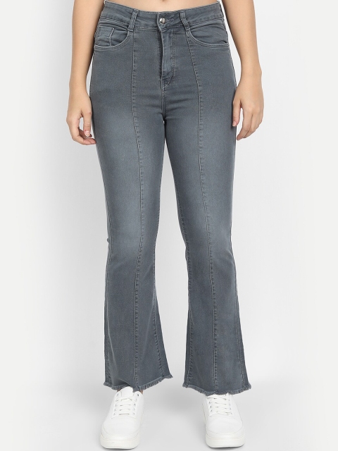 

River Of Design Jeans Women Grey Bootcut High-Rise Light Fade Stretchable Jeans