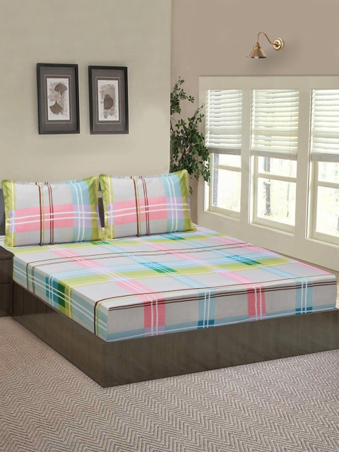

Good Homes by Home Candy Multicoloured Geometric 144 TC Queen Bedsheet with 2 Pillow Covers, Multi