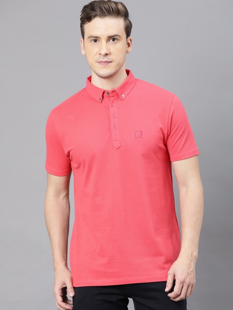 

RARE RABBIT Men Red Polo Collar T-shirt