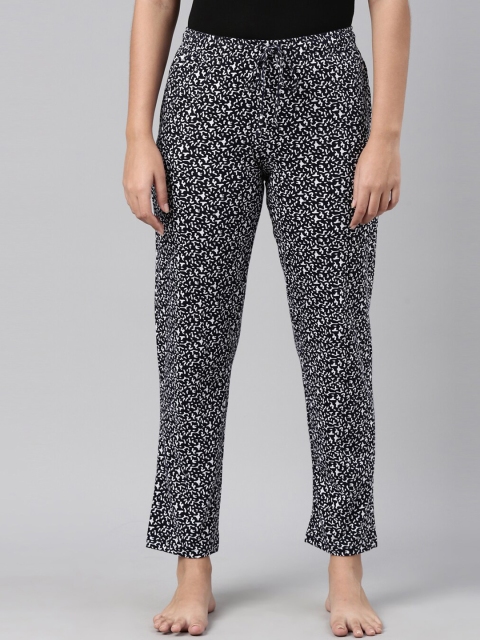 

Go Colors Women Navy Blue & White Printed Cotton Lounge Pants