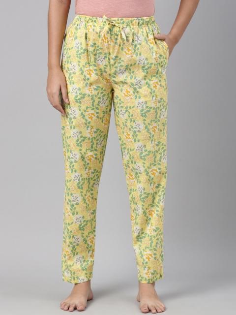 

Go Colors Women Yellow & Green Printed Cotton Lounge Pants