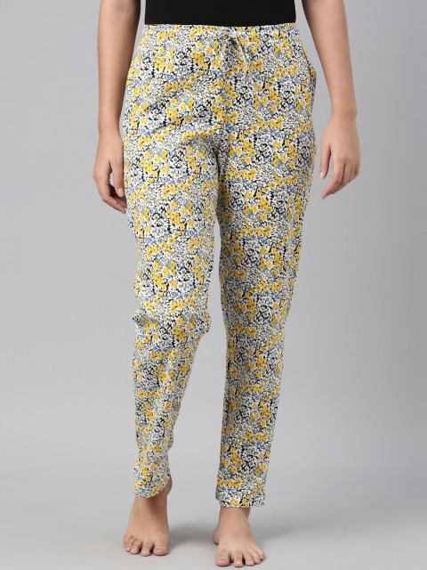 

Go Colors Women Yellow Printed Cotton Lounge Pants