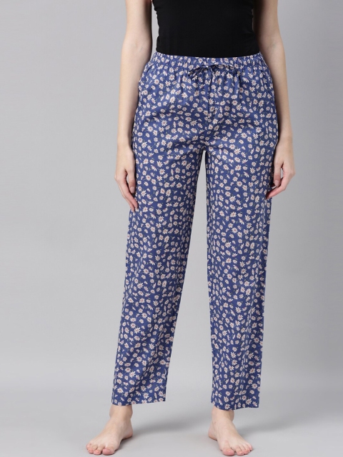 

Go Colors Women Blue & White Printed Lounge Pants