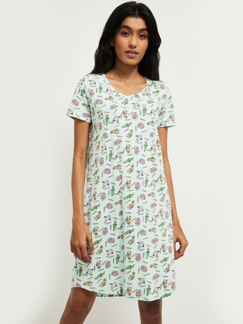 

max Green Conversational Printed Nightdress