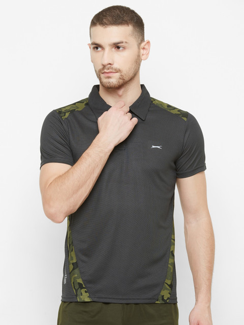 

Black Panther Men Grey Polo Collar Pockets T-shirt