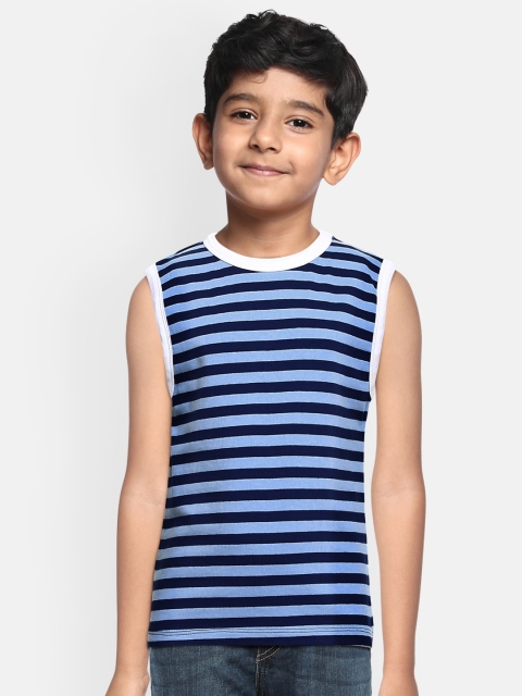 

METRO KIDS COMPANY Boys Blue & White Striped T-shirt
