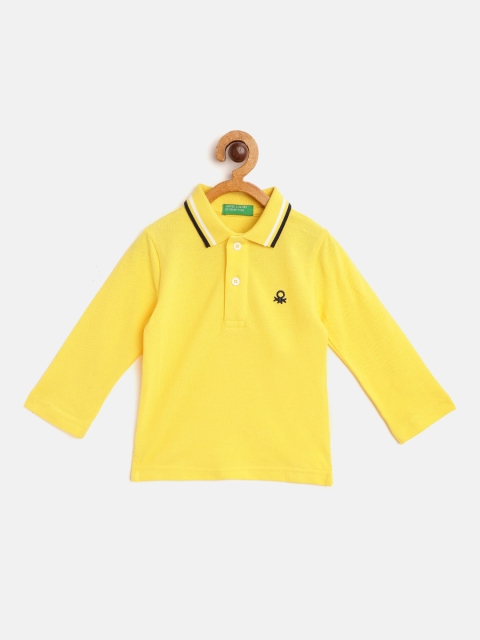 

United Colors of Benetton Boys Yellow Cotton Polo Collar T-shirt