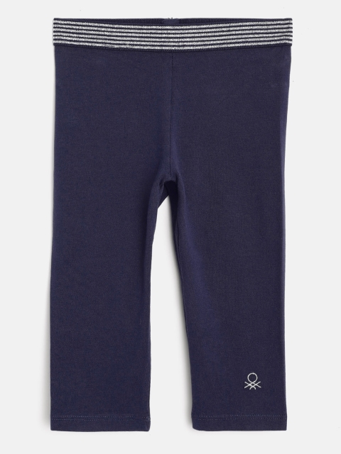 

United Colors of Benetton Girls Navy Solid Ankle-Length Leggings, Navy blue