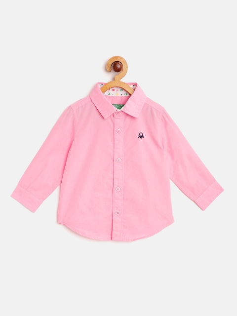 

United Colors of Benetton Boys Pink Pure Cotton Solid Casual Shirt