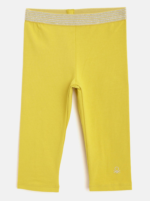 

United Colors of Benetton Girls Mustard Yellow Solid Ankle-Length Leggings