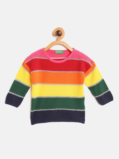 

United Colors of Benetton Girls Multicoloured Striped Pullover, Multi